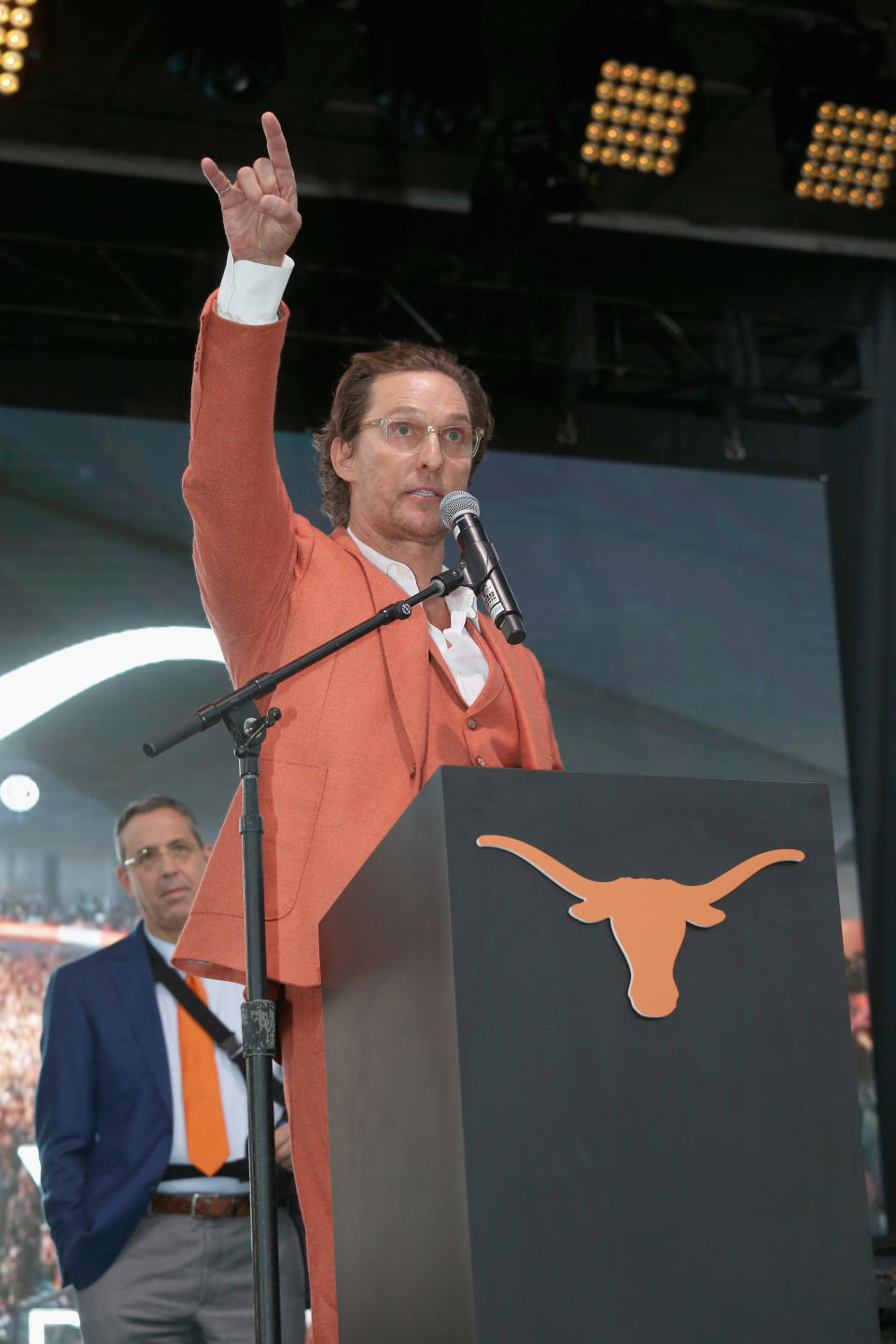 AUSTIN, TEXAS - DECEMBER 03:  University of Texas Minister of Culture Matthew McConaughey attends the groundbreaking ceremony for the new University of Texas event facility, the 