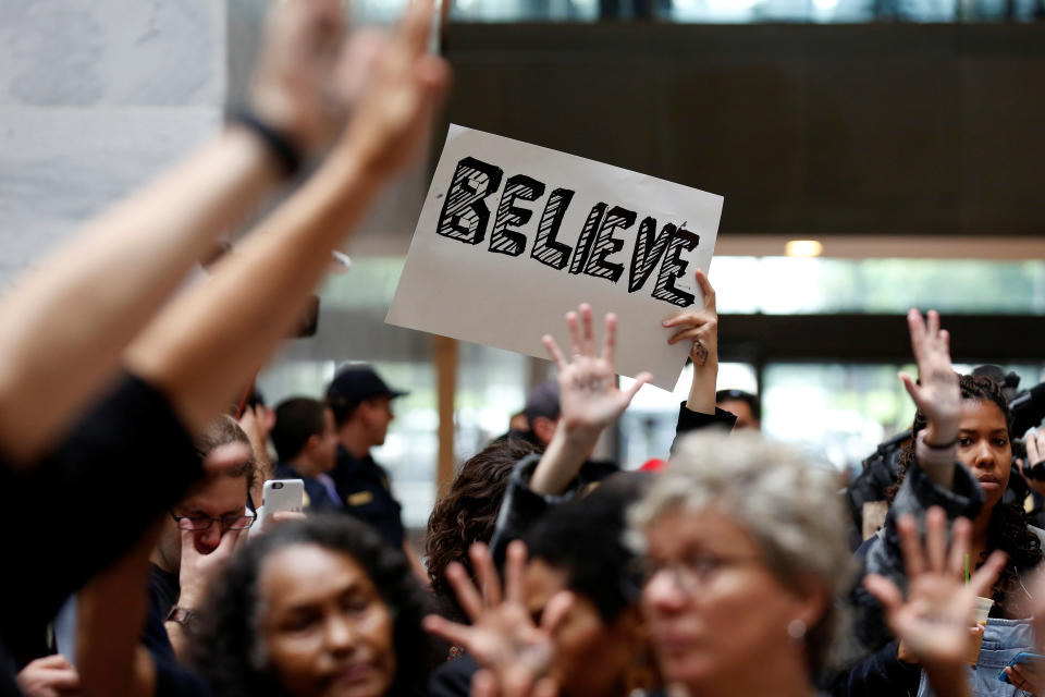 Protesters speak out as Kavanaugh hearing begins