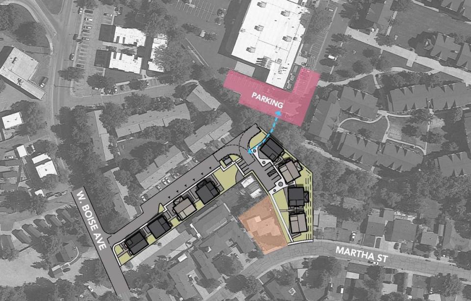 Boise State University is considering building new faculty housing between the Boise Hare Krishna Temple and the University Village Apartments. The buildings would consist of 26 one-bedroom units and six two-bedroom units.