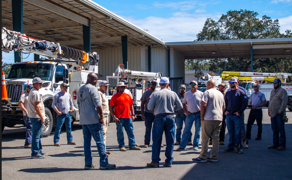 Tallahassee line workers prepare to leave for Orlando where they will assist in the Hurricane Ian recovery effort.