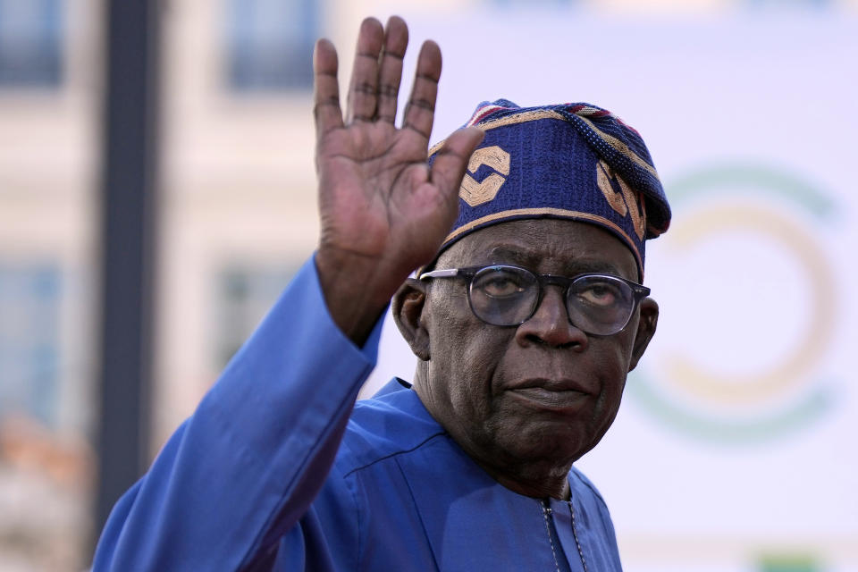 FILE - Nigeria's President Bola Tinubu arrives for the closing session of the New Global Financial Pact Summit, on June 23, 2023 in Paris. Nigeria's lawmakers new government on Thursday, Nov. 2, 2023, unveiled its first supplemental budget, which includes more than $100 million for sport utility vehicles (SUVs), houses and luxuries including a yacht for the president and other public officials, sparking anger and criticism from citizens in one of the world’s poorest countries. (AP Photo/Lewis Joly, File)