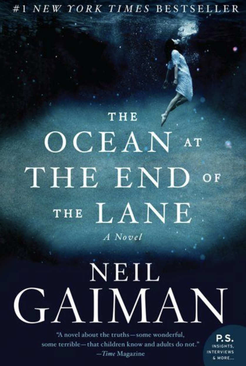 Cover art for "The Ocean at the End of the Lane" by Neil Gaiman.