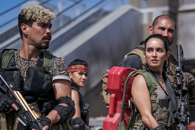 CLAY ENOS/NETFLIX From left: Raúl Castillo, Samantha Win, Ana de la Reguera, and Dave Bautista in ‘Army of the Dead’