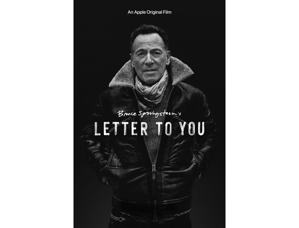 This image released by Apple shows key art for the documentary “Bruce Springsteen’s Letter To You," premiering on Oct. 23, the same day the album "Letter To You" releases. (Apple via AP)