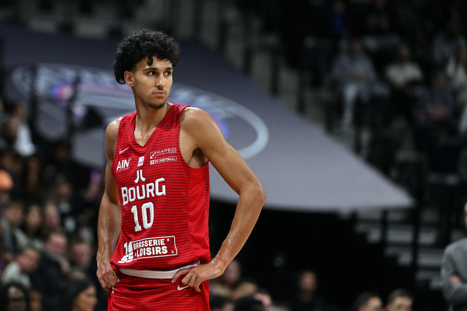 PARIS, FRANCE - APRIL 28: Bourg-en-Bresse Basket player Zachary Lisacher watches the BetClick Elite match between Paris vs Bourg-en-Bresse Basket at the Adidas Arena in Paris, France on April 28, 2024. (Photo by Aurelien Meunier/Getty Images)