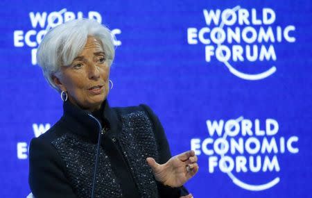 Christine Lagarde, Managing Director of the International Monetary Fund (IMF) attends the session "The Global Economic Outlook" during the annual meeting of the World Economic Forum (WEF) in Davos, Switzerland January 23, 2016. REUTERS/Ruben Sprich