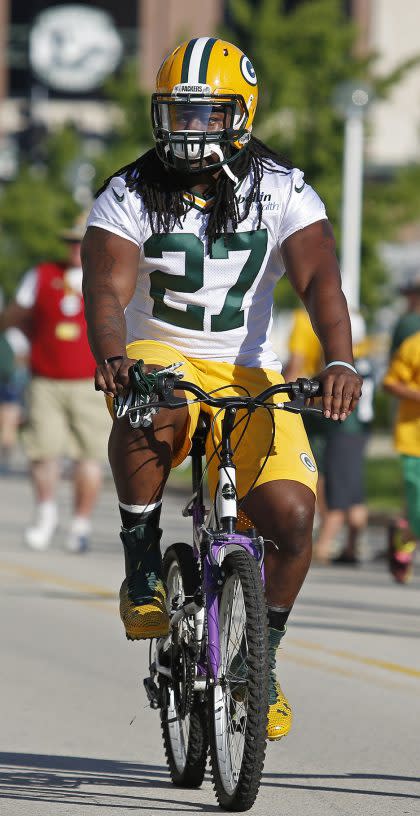 Green Bay Packers running back Eddie Lacy appears to have lost weight but doesn't want to talk about it (AP)