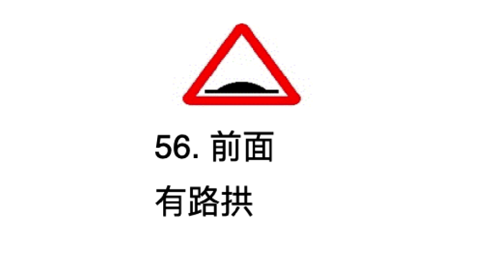 根據運輸署資料，此路牌提示「前面有路拱，下方指示的距離，即是此路牌起計的距離將會出現路拱，提醒駕駛人士注意及時減速。