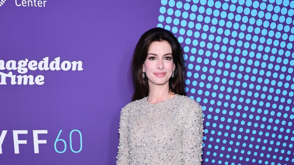 new york, new york october 12 anne hathaway attends the red carpet event for armageddon time during the 60th new york film festival at alice tully hall, lincoln center on october 12, 2022 in new york city photo by theo wargogetty images for flc