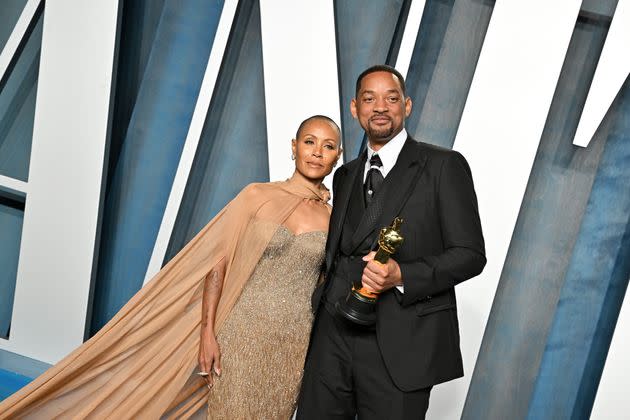 Jada Pinkett Smith and Will Smith attend the 2022 Vanity Fair Oscar Party, just after Smith slapped Chris Rock onstage, and also won an Oscar, on March 27. (Photo: Axelle/Bauer-Griffin via Getty Images)
