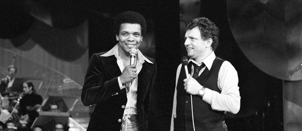 Jacques Martin et Johnny Nash sur le plateau de l'émission « Musique and music » .
