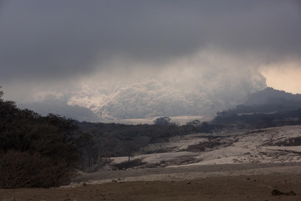 Clouds of ash rise from the Volcan de Fuego, or Volcano of Fire, seen from the El Rodeo hamlet of Escuintla in Guatemala. Source: Ap/Rodrigo Abd