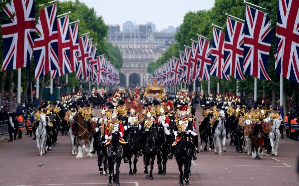 Soldiers parade during the Platinum Jubilee Pageant in front of Buckingham Palace on June 5 2022 - PA