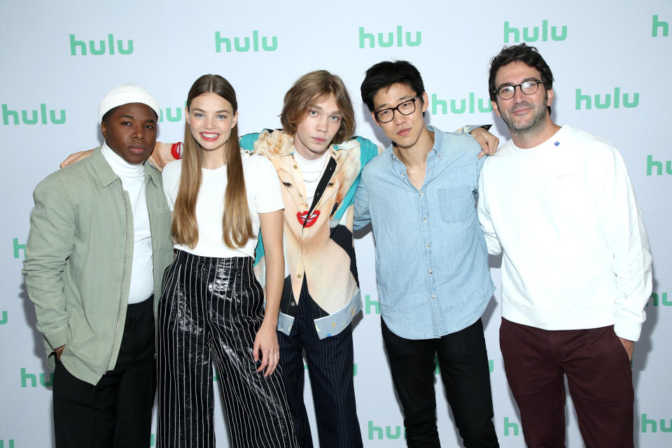 Denny Love, Kristine Froseth, Charlie Plummer, Jay Lee, and Josh Schwartz of "Looking for Alaska" attend the Hulu 2019 Summer TCA Press Tour at The Beverly Hilton Hotel on July 26, 2019 in Beverly Hills, California. (Photo: Phillip Faraone via Getty Images)