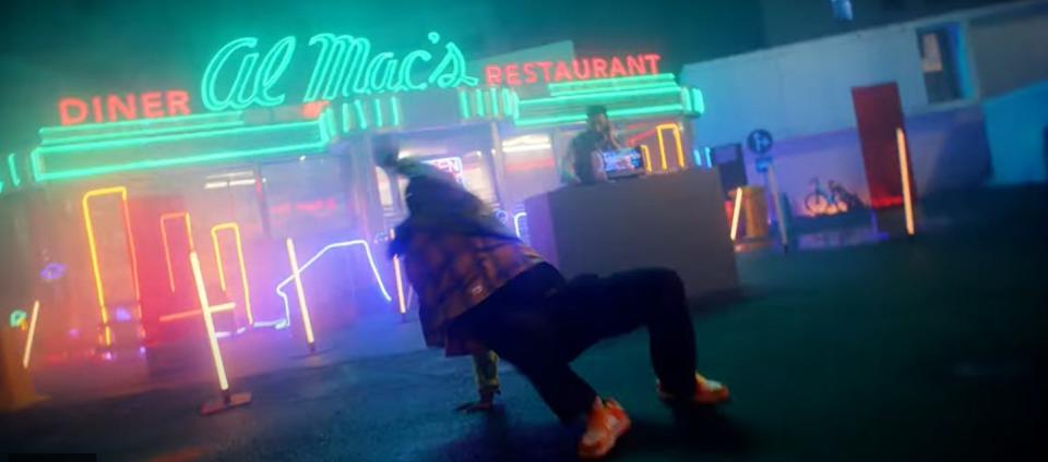 An apparently fake version of Fall River's Al Mac's Diner appears in an advertisement for the Haloasis A1 Holographic Lyric Speaker, with a DJ and breakdancer in front of it.