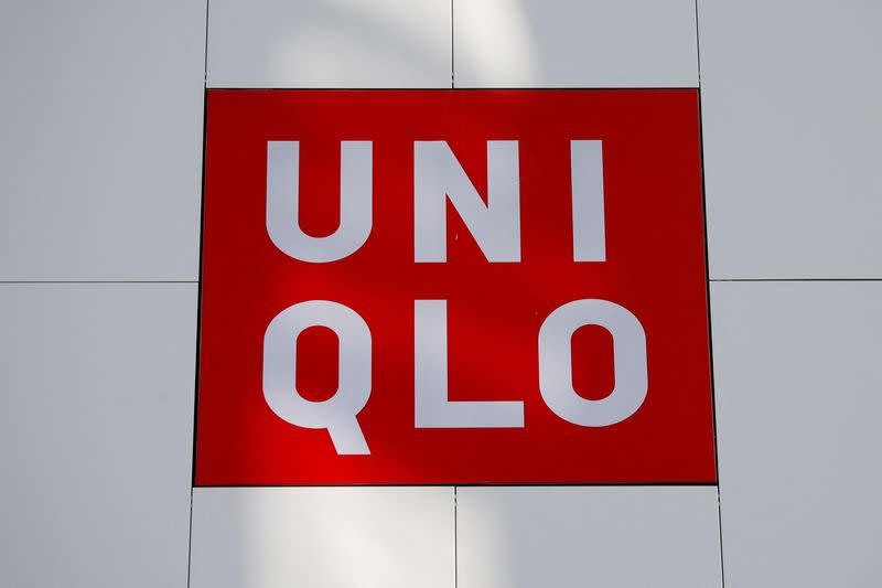 FILE PHOTO: The logo of Uniqlo is pictured at Myeongdong shopping district in Seoul