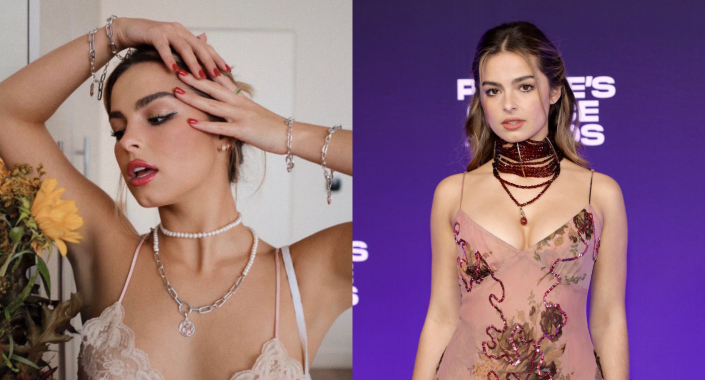 Addison Rae showcased her go-to Pandora jewelry ahead of the holidays. Images via Instagram/AddisonRaee, Amy Sussman/Getty Images.