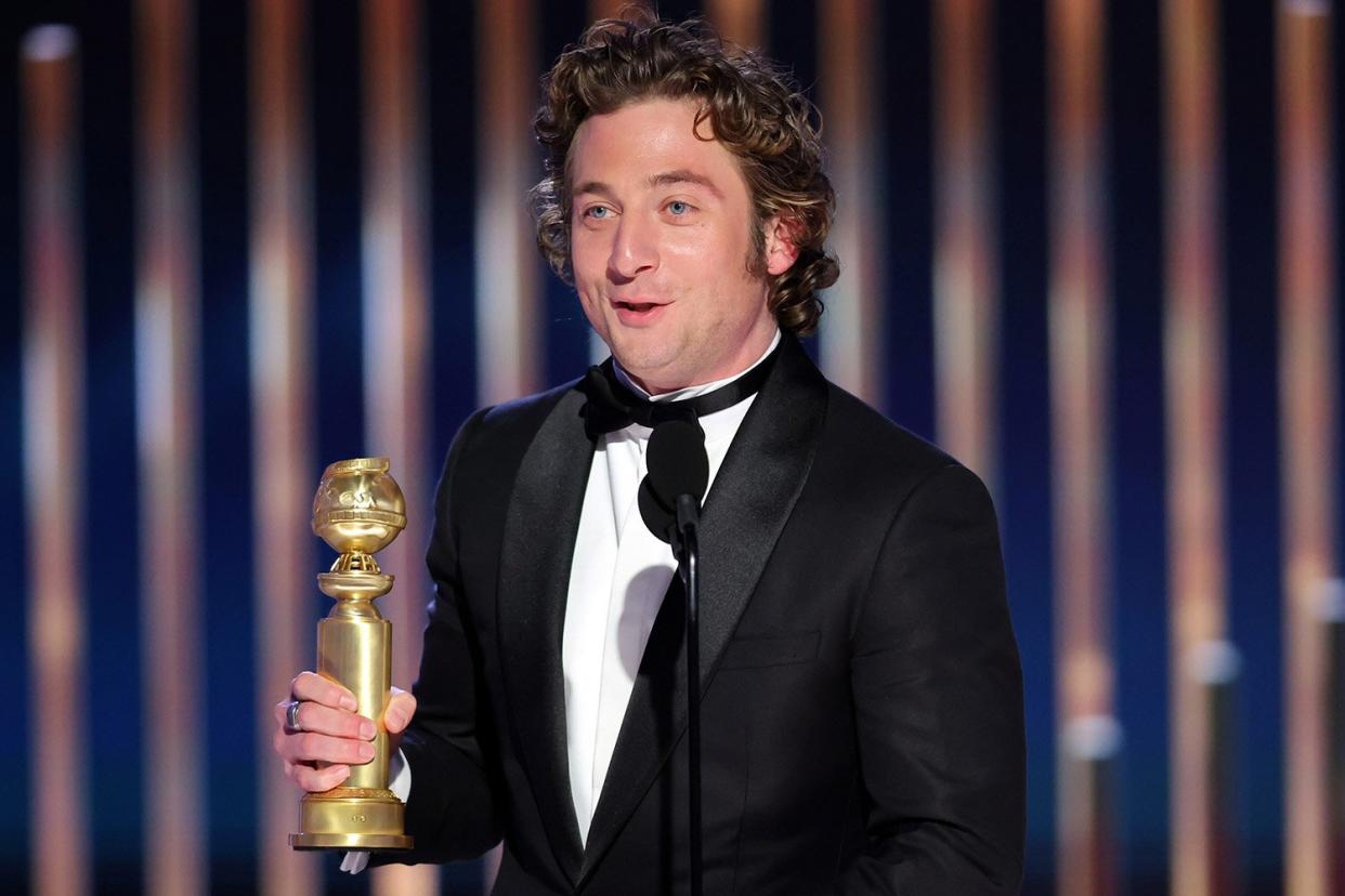 Jeremy Allen White accepts the Best Actor in a Television Series – Musical or Comedy award for "The Bear" onstage at the 80th Annual Golden Globe Awards held at the Beverly Hilton Hotel on January 10, 2023 in Beverly Hills, California.