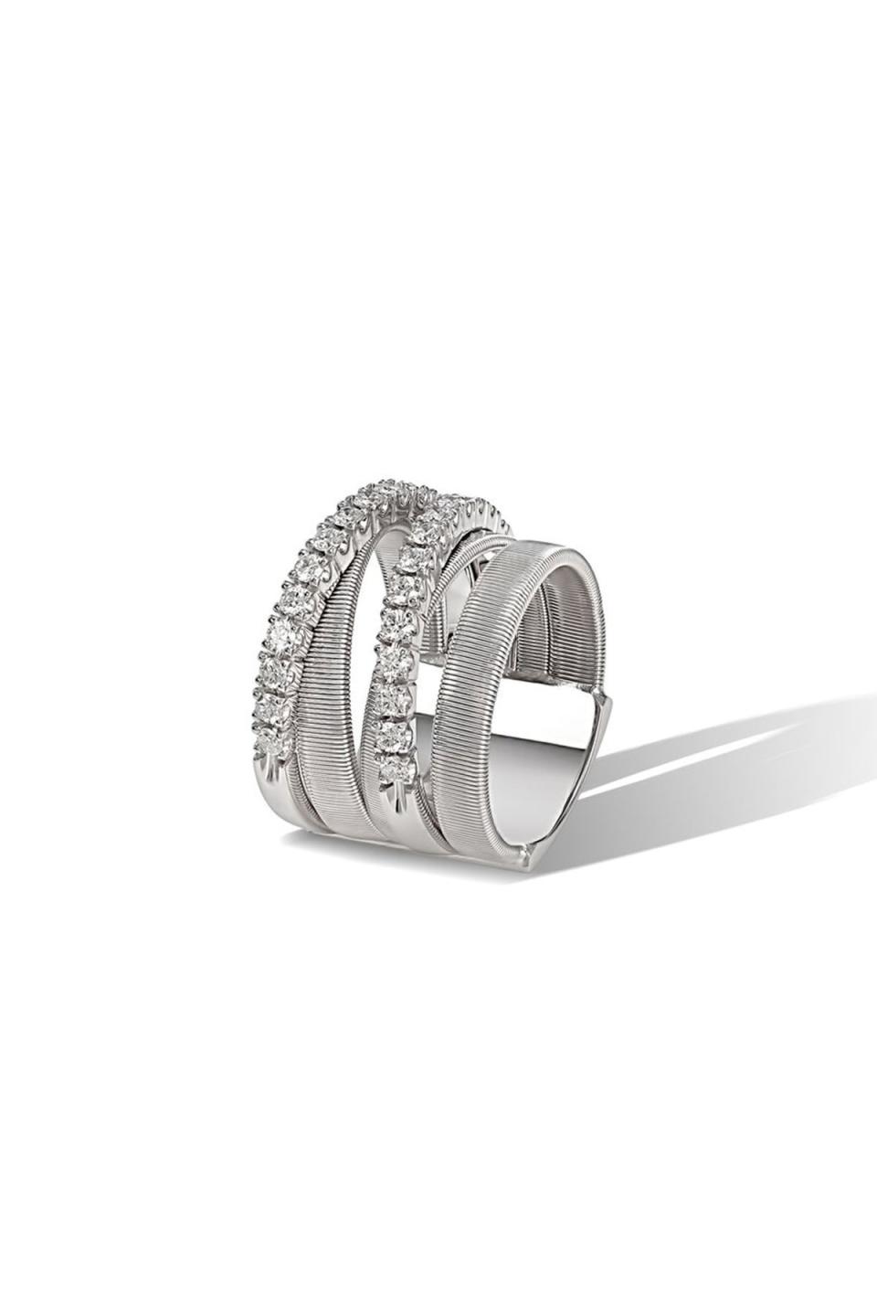 Masai Collection 18K White Gold and Diamond Ring
