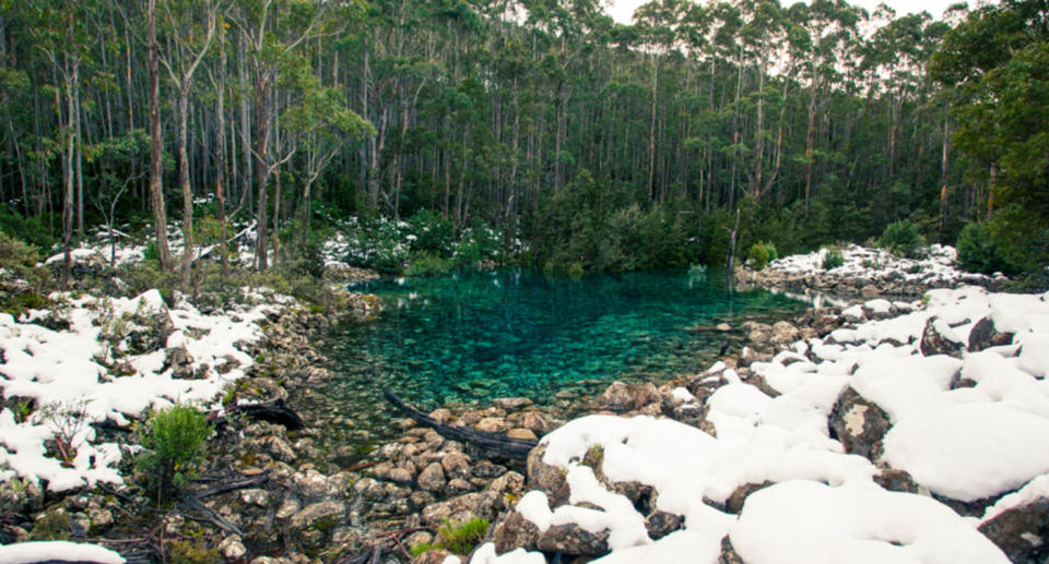 The Disappearing Tarn is empty unless there is heavy rain. Source: TasTrails