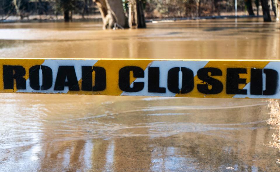 As the storm moved out of Bucks County on Wednesday, motorists and residents should remain wary of flooded and closed roads left in its wake. The road was closed at Mistletow Drive and Periwinkle Drive in Middletown.
