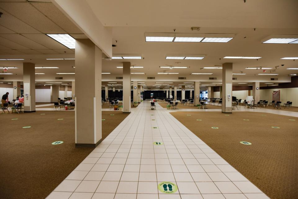 A peek inside the former Sears store in the Frandor Shopping Center, pictured Wednesday, June 2, 2021.