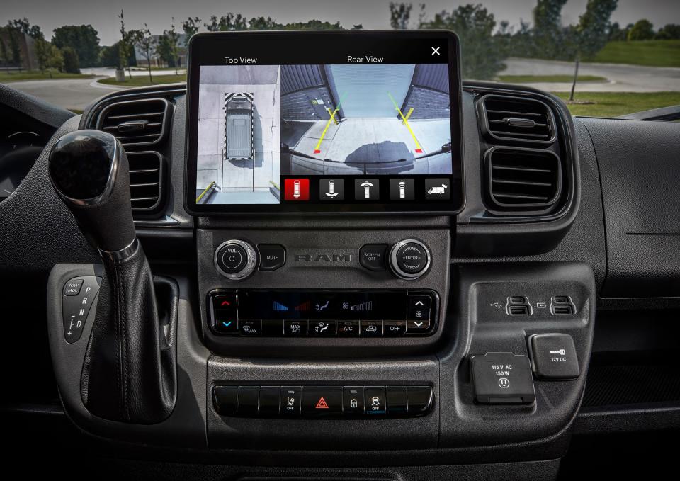 2023 Ram ProMaster fully configurable Uconnect 5 touchscreen display with 360-degree Surround View camera