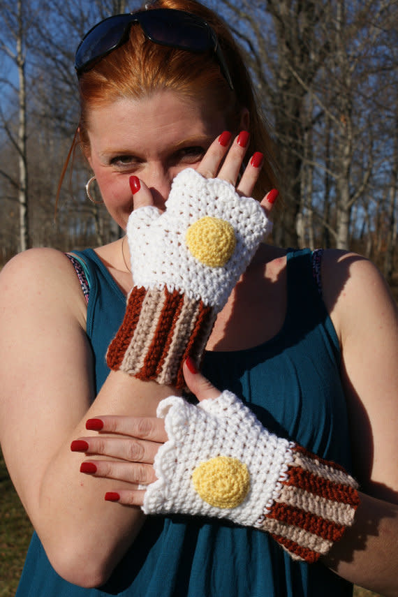These are only for people who really really  <em>get it</em>.   <a href="http://www.etsy.com/listing/115329712/bacon-and-egg-fingerless-mitts?ref=sr_gallery_11&ga_search_query=bacon&ga_view_type=gallery&ga_ship_to=US&ga_page=2&ga_search_type=all">Etsy</a>, <strong>$8</strong>