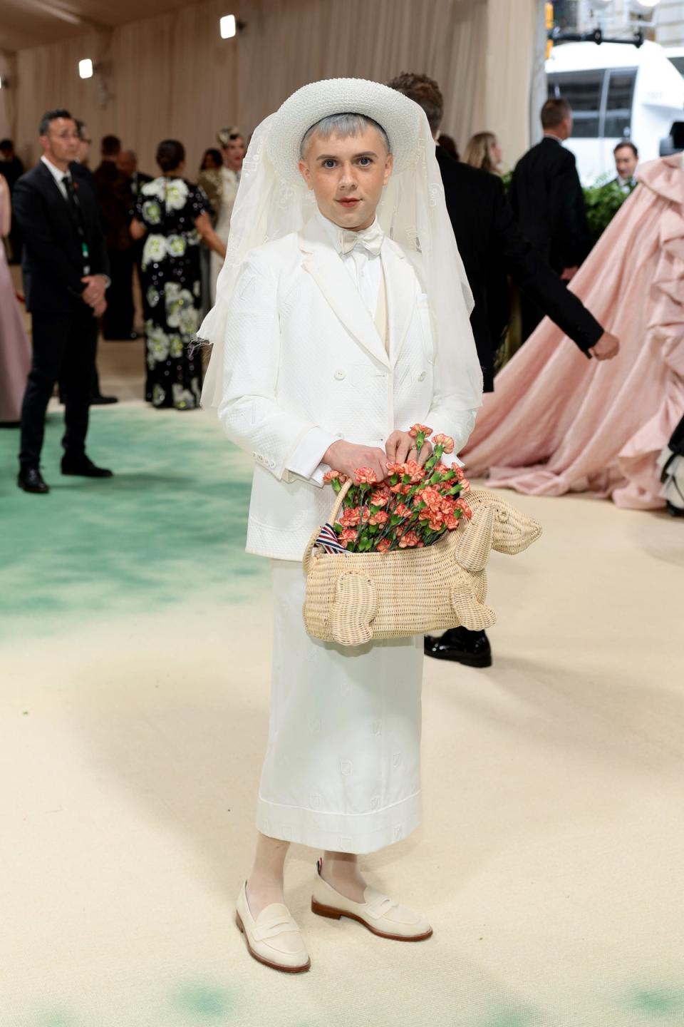 Cole Escola in Thom Browne (Getty Images for The Met Museum/)