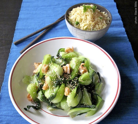 Shrimp and Bok Choy in Gingery Fried Rice