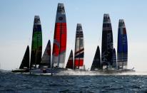 FILE PHOTO: SailGP Teams compete during the start of the day one of the SailGP event in Marseille