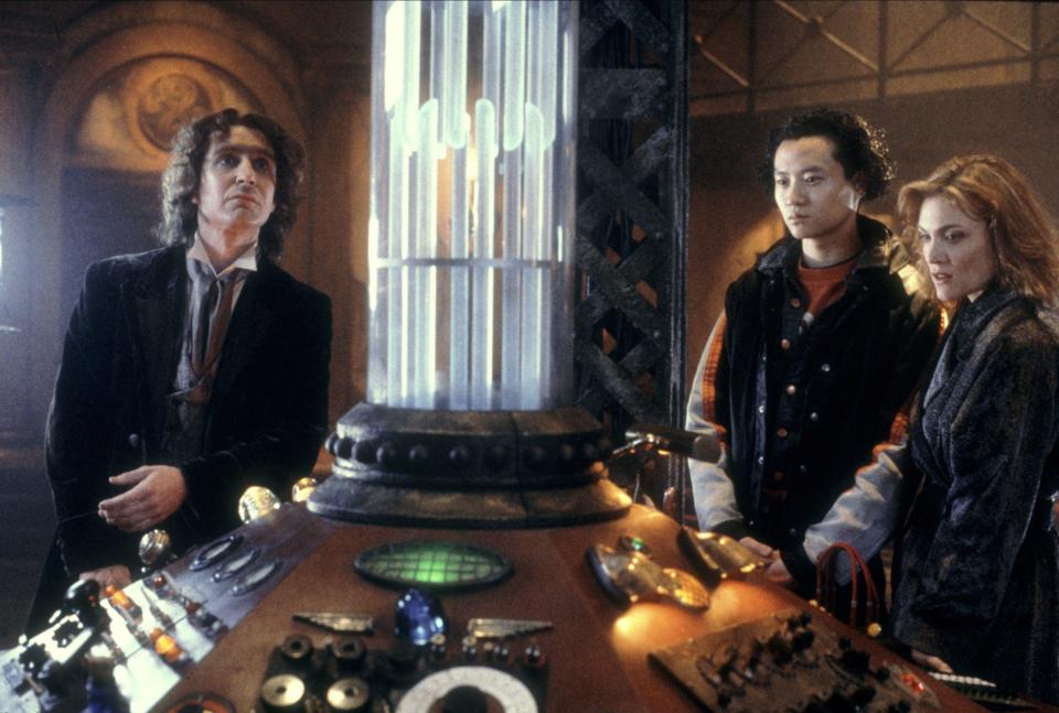 Paul McGann (left) with Yee Jee Tso and Daphne Ashbrook on the set of the made-for-TV Doctor Who movie that was hoped would reboot the series. (PA/Alamy)