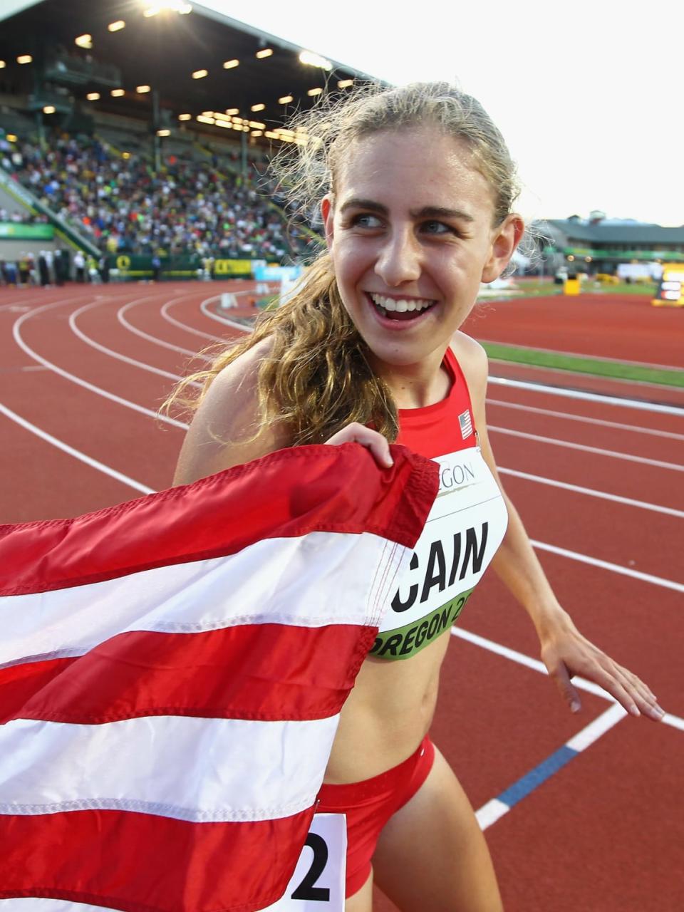 <div class="inline-image__caption"><p>Mary Cain after winning at the IAAF World Junior Championships at Hayward Field on July 24, 2014, in Eugene, Oregon.</p></div> <div class="inline-image__credit">Jonathan Ferrey/Getty</div>