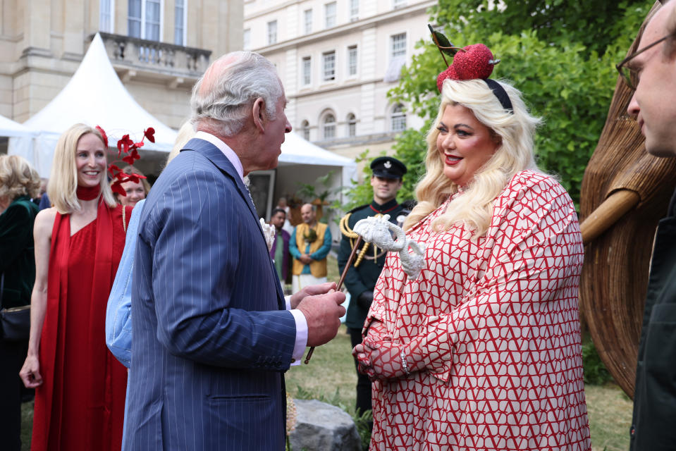 King Charles and Gemma Collins attend The Animal Ball at Lancaster House in June, 2023. (Getty Images)