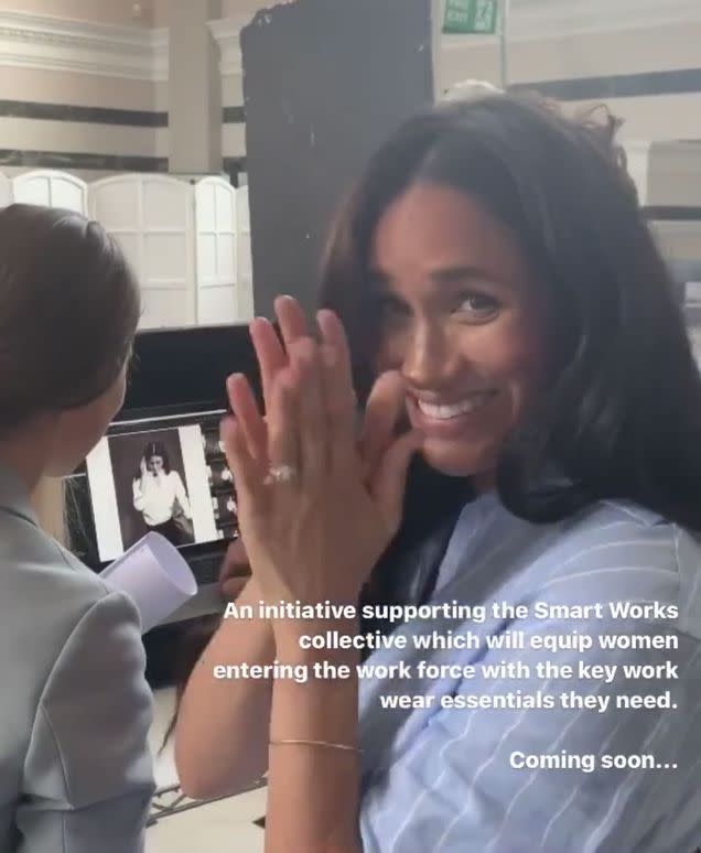 The duchess appeared excited at the organisation's upcoming clothing release. Photo: Instagram/sussexroyal