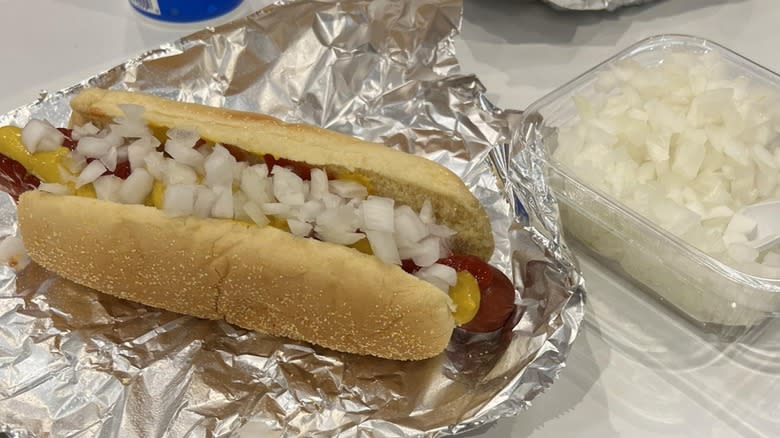 hot dog with onions