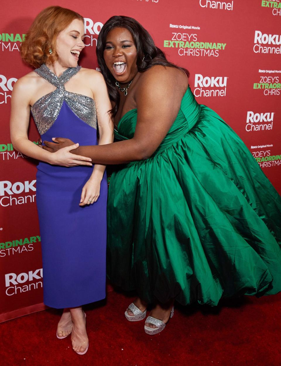 <p>Jane Levy and Alex Newell goof around together at Roku's <i>Zoey's Extraordinary Christmas</i> screening on Nov. 30 in L.A. </p>