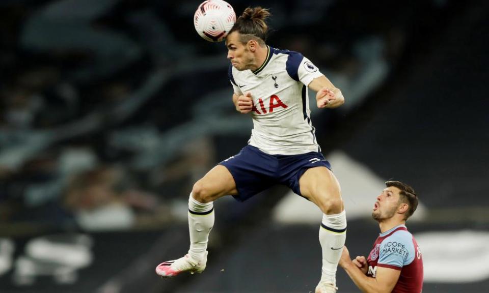 Gareth Bale in the thick of the action with West Ham’s Aaron Cresswell