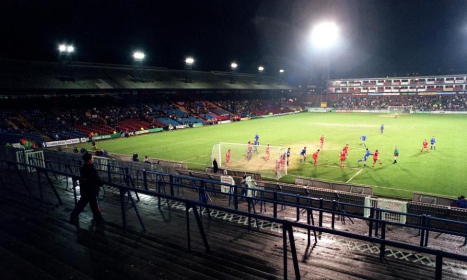 Empty terraces at the Wimbledon v Everton Premiership fixture 26-Jan-1993