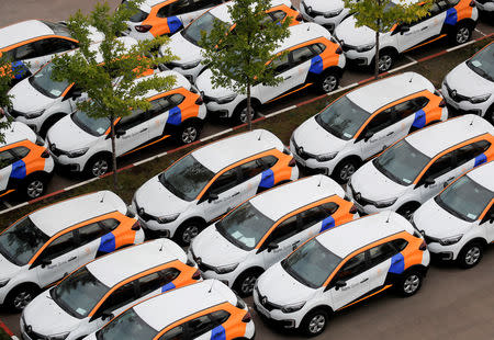 Yandex.Drive carsharing cars are seen at a parking lot in Moscow, Russia September 10, 2018. REUTERS/Maxim Shemetov