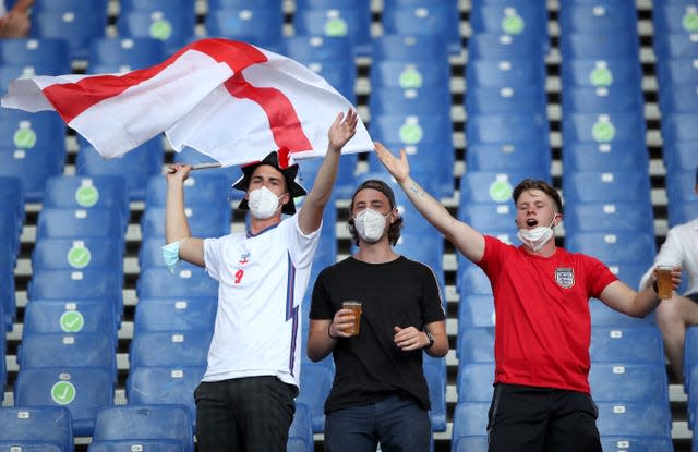 England fans in the stands at the Stadio Olimpico