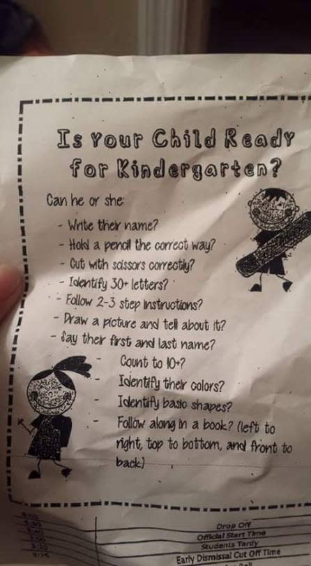 Kindergarten checklist