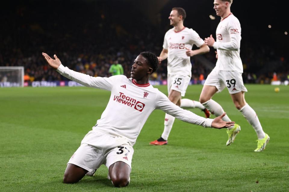 Kobbie Mainoo showed Marcus Rashford how it was done with a late winner (Getty Images)