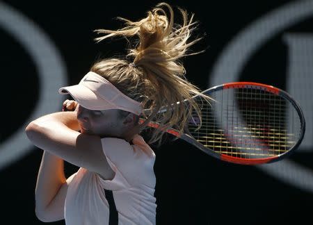 Tennis - Australian Open - Rod Laver Arena, Melbourne, Australia, January 19, 2018. Elina Svitolina of Ukraine in action against Marta Kostyuk of Ukraine. REUTERS/Thomas Peter