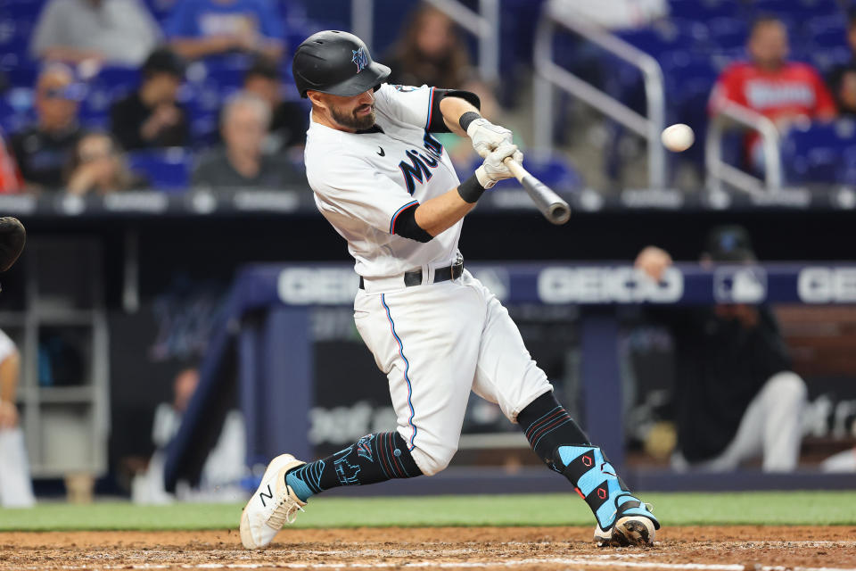 邁阿密馬林魚Jon Berti。(Photo by Michael Reaves/Getty Images)