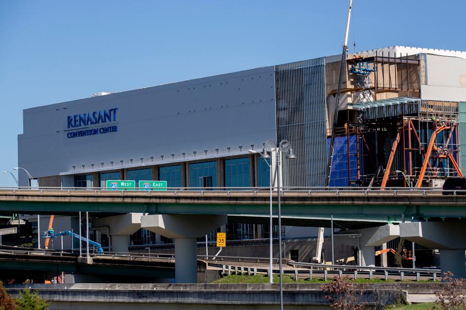 Work continues on the Renasant Convention Center on Friday, Oct. 30, 2020, in downtown Memphis.Friday, Oct. 30, 2020, in downtown Memphis.