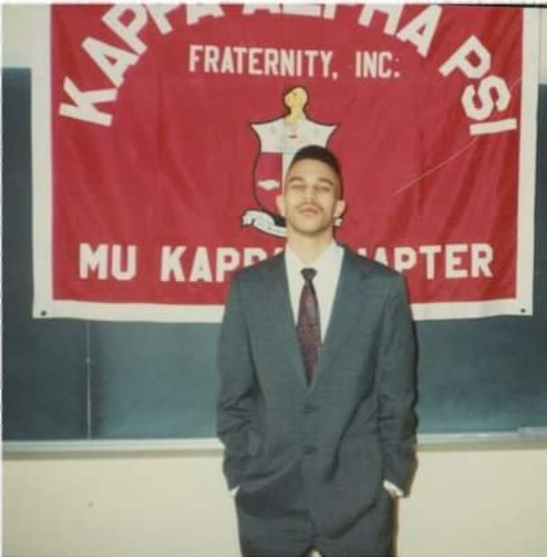 Hakeem Jeffries at a Kappa Alpha Psi Fraternity, Inc., Binghamton Alumni Chapter and Mu Kappa Undergraduate Chapter meeting in 1991.<span class="copyright">Courtesy of Joseph Cordero</span>