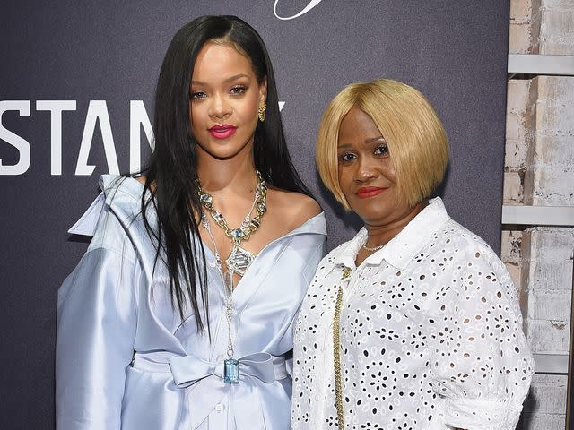 <p>Dimitrios Kambouris/Getty</p> Rihanna and her mother, Monica Braithwaite, at Stance for the Clara Lionel Foundation on June 6, 2018 in New York City.