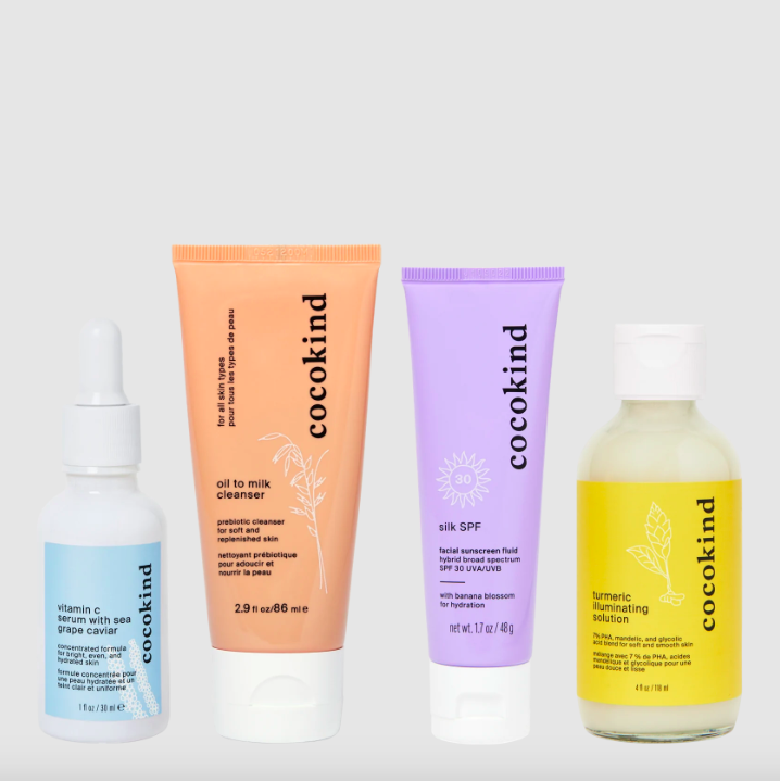 <p><strong>Cocokind</strong></p><p>cocokind.com</p><p><strong>$69.00</strong></p><p>For a woman looking to step up her skincare routine, this best-selling set from Cocokind will get her glowing with a cleanser, exfoliator, serum, and SPF.</p>