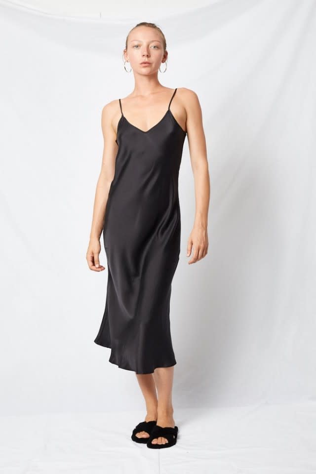 Silk Laundry black slip dress